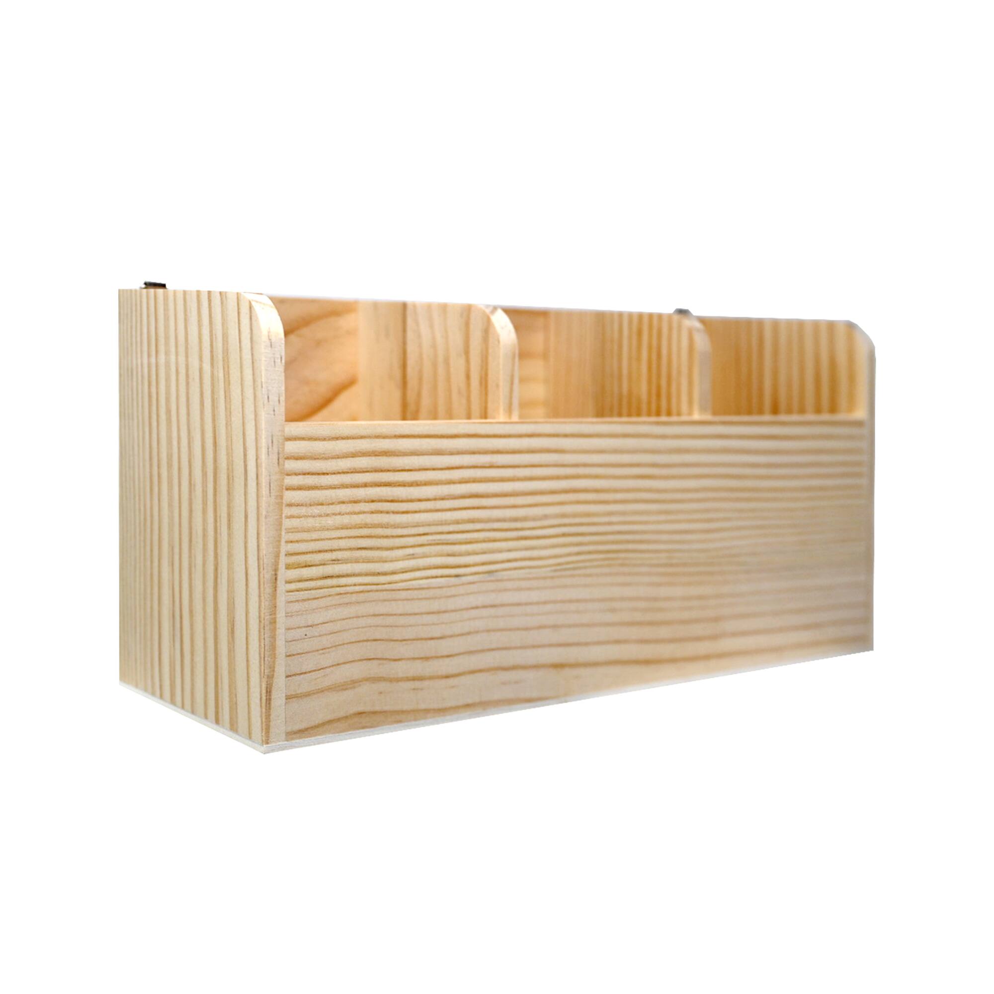 11.5" 3 Compartment Wood Wall Organizer Box